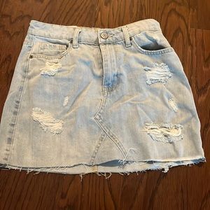 light wash jean skirt